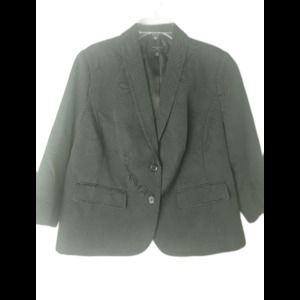 Talbots Woman Black Textured Two Button Blazer Jacket Size 14W Pockets